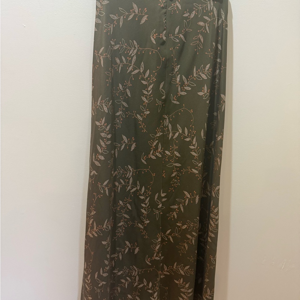 Paradox Forest Green Leafy Maxi Skirt